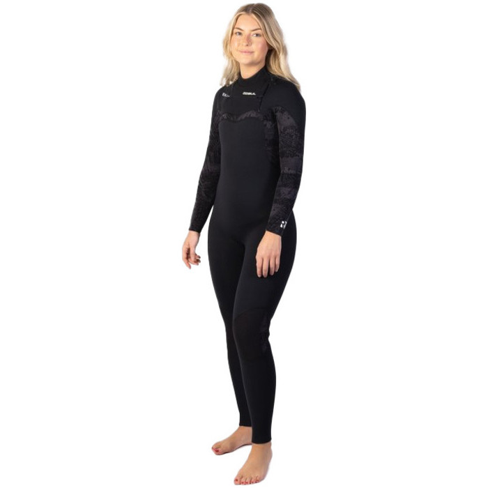 2023 Gul Womens Response FX 5/4mm Chest Zip Wetsuit RE1265-C1 - Black / Broken Palm
